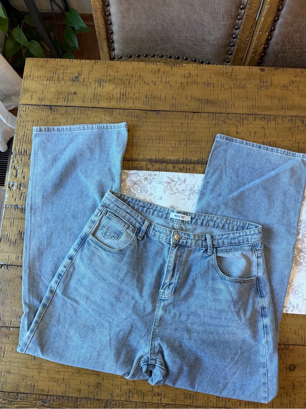 HDLTE Light Blue High-Rise wide leg Straight Jeans XL